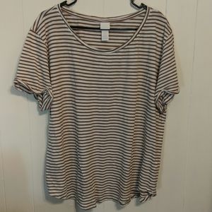 H&M Basics tan and white striped tee